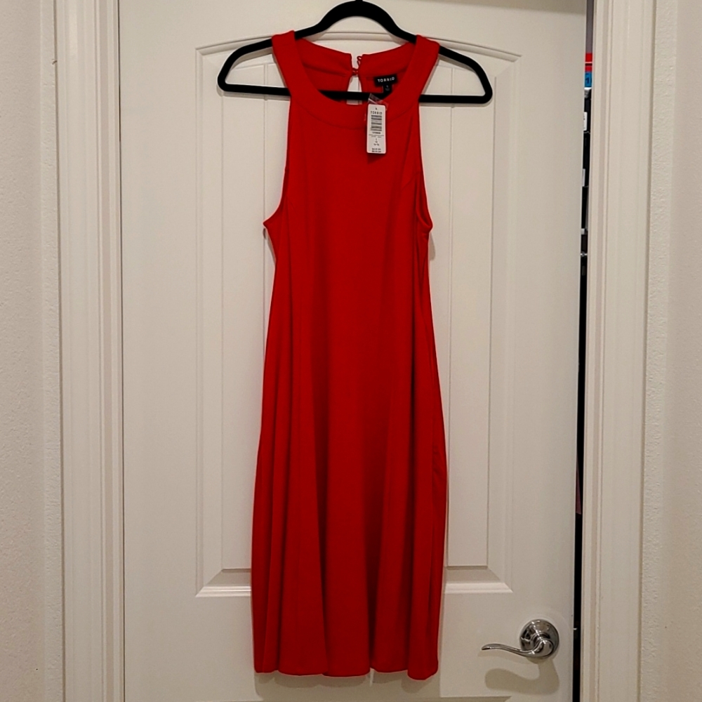 NWT Torrid Red ribbed skater dress SZ 1